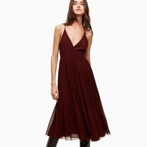 Aritzia Wilfred Beaune Wrap Pleated Midi Dress- Size Small